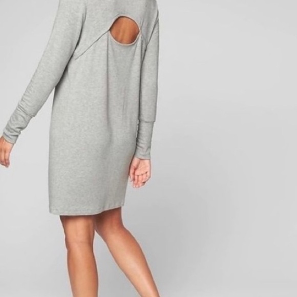 Athleta Gray Modal Crossover Sweatshirt Open Back Dress Size Large - Picture 2 of 5